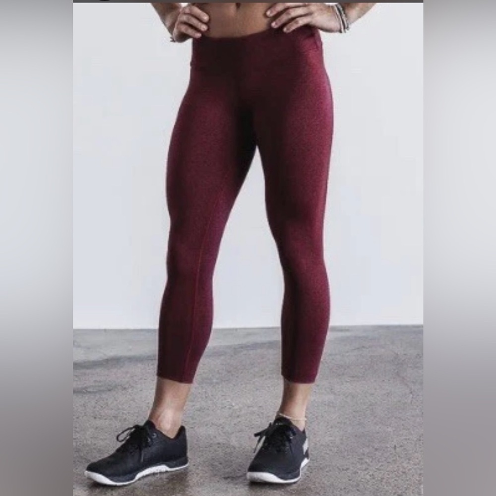 NOBULL Cropped Ankle Leggings Heathered Wine Womens Sz Medium - Picture 2 of 10